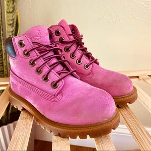 TIMBERLAND Pink Boots Susan Komen Limited Edition Kids 11 Leather Barbiecore